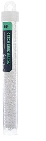 John Bead Czech Glass Seed Beads 8/0 Opaque Pearl White 22g Vial of DIY Jewelry Making Beads Preciosa (Jablonex)