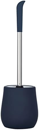 WENKO Sydney Toilet Brush Holder Matte Blue with Soft-Touch Coating, Ceramic, 39.5 x 12.5 x 12.5 cm