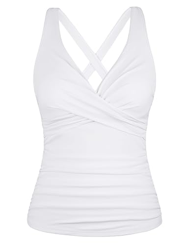Maillot de bain tankini à armatures femme grand bonnet haut de bain sexy blanc 18