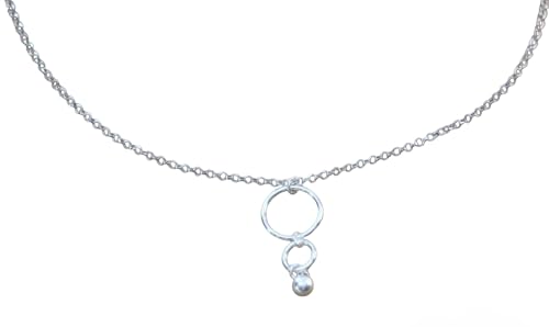 Collier 2 anneaux en argent et pendentif boule à porter au bureau ou en soirée