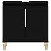 KTHLBRH Scandinavian Style Sink Cabinet with Adjustable Shelves, Black Rectangular Bathroom Storage for Makeup and Grooming Tools, Modern Engineered Wood Organizer