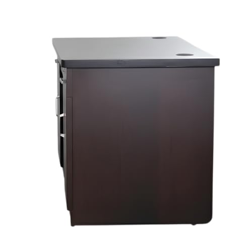 Image of CASPIAN Office /Computer Desk Cum Study Table (Black) | Engineered Wood Pre-Assembled Furniture with 2 Storage Cabinet, 2 Drawers with Key Locks & Keypad Tray | for Office, Home, Living Room, Bedroom