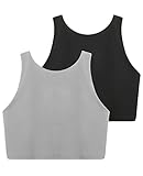 Star Vibe High Neck Sport Bra for Women Crop Padded Tank Workout Tops Built in Bra Running Yoga Gym