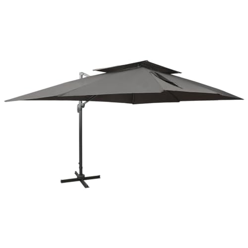 Parasol de jardin en porte à faux avec double toit anthracite