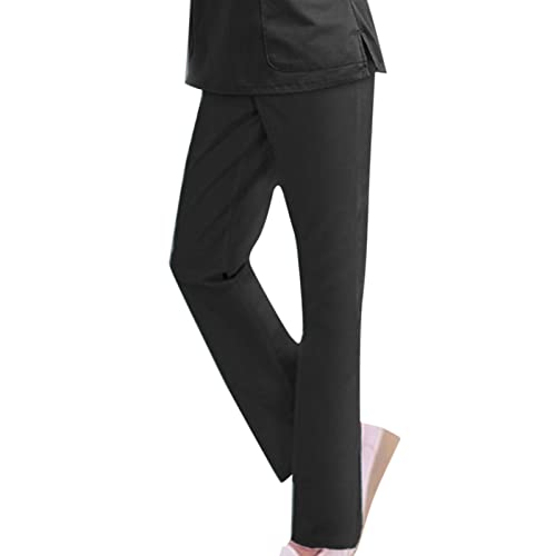 SZZJ Pantalon de Travail Taille élastique avec Poche Couleur Unie pour Femmes, Vêtements de Travail Décontractés pour Femmes Couleur Unie Poche Taille Haute Pantalon Uniforme Wokers Pantalon