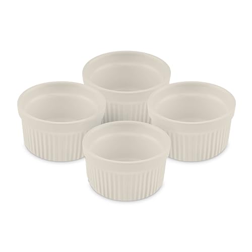 Tower BO875004CRM Barbary & Oak Foundry Ceramic Ramekins, Set of 4 in Camembert Cream