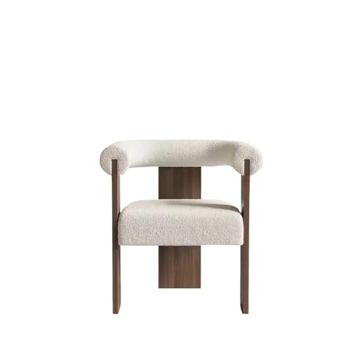 SLOQYNAPU Silla Nórdica De Ocio De Madera Maciza, Silla con Respaldo Simple Y Creativa, Silla Retro Estilo WABI-sabi Francés, Silla De Comedor Estilo Crema Vintage(A x 6)