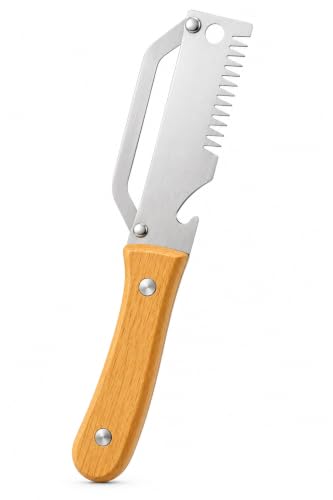 Image of 3 in 1 Stainless Steel Vegetable Peeler with Wooden Handle Bottle Opener Single Sharp Blade Hanging Design Fruit Vegetable Potato Carrot Kitchen Tool