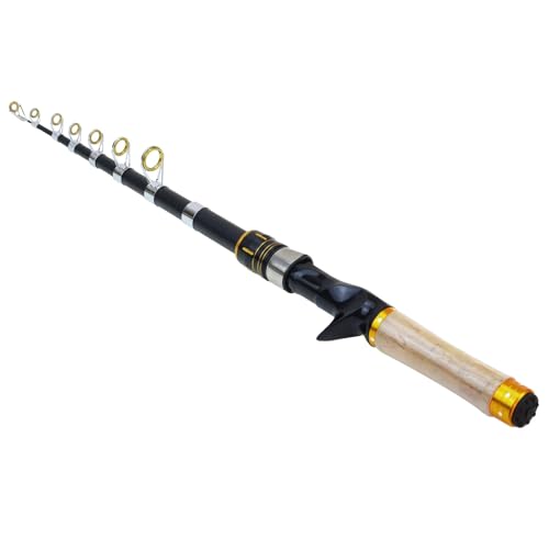 Lerutwis Cañas de Pescar Cortas de 1,8 M y 2,1 M, señuelo Giratorio de fundición, caña telescópica de Carbono, Tiro Largo rápido, Trucha, Lago, caña de Pescar, Viaje multifunción(Casting Rod 2.1M)