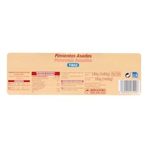 Pimientos rojos asados Hacendado en tiras extra 3 latas x 60 g Pack 2