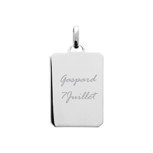 Pendentif en Argent rectangle gravé à porter au quotidien style minimaliste