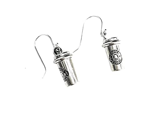 sterling silver coffee cup - Coffee Cup on Sterling Silver Earrings Women Handmade Sundance Dreams Designs