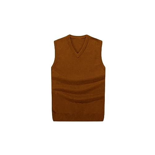 Mens Sleeveless Sweater Vest Male Autumn Winter Cotton Knitted Sweater Solid Color Vest Man V Neck Slim Sweaters - Main Image