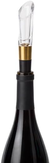 Rabbit 5-Piece Electric Wine Set with Automatic Corkscrew, Aerator, Foil Cutter, Vacuum Preserver, Charging Base, Black and Gold