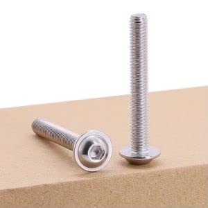 M8-1.25 x 40mm (10 pcs) Flanged Button Socket Head Cap Screws, 304 Stainless Steel, Full Thread, ISO7380-2