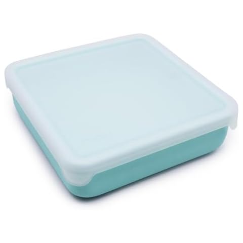 melii 100% Silicone Reusable Sandwich Container, Great for Lunch, Snacks and More! Easy to Open and Close Lid, Dishwasher safe, BPA Free - Blue Cover