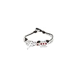 Pulsera de dos tiras de cuero marrón con abalorios de metal bañados en plata y dos piezas tubulares.