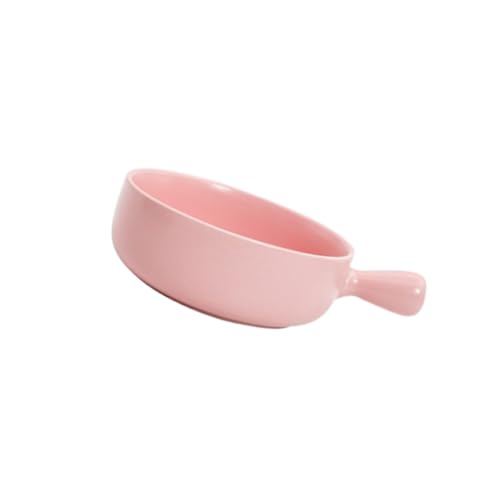 Beaupretty セラミック製ハンドル付きヌードルボウル ピンク色 調理用 耐熱サラダボウル 朝食 スープ 離乳食対応 家用オーブンウェア