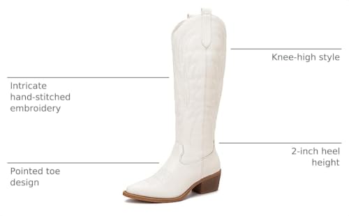 Image of GLOBALWIN Women's The Western Cowboy Cowgirl Embroidered Knee High Boots