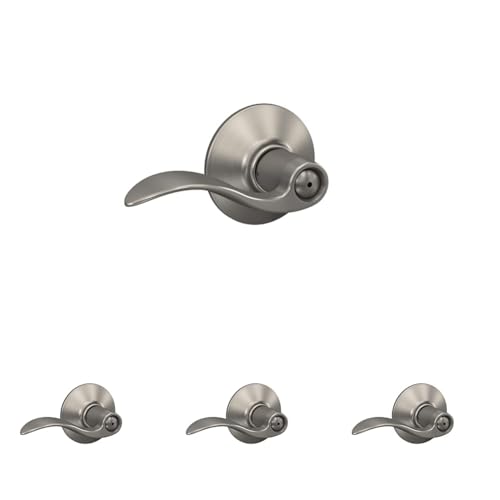 Image of SCHLAGE F40 Acc 619 Accent Door Lever,Bed & Bath Privacy Lock,Satin Nickel,(Pack of 4)