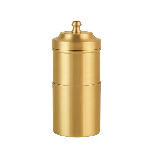 Image of THE HEALING STORE Handcrafted Pure Brass Coffee Filter with Sting Lid - Traditional South Indian Drip Brewer for Authentic Filter Kaapi, Durable & Elegant (matt Polish)