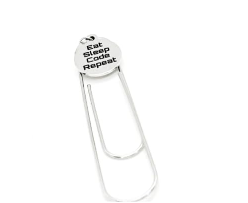 Eat Sleep Code Repeat Charm PaperClip Bookmark, Computer Science Major, Programmer, Developer, New IT Job, College Student Gift
