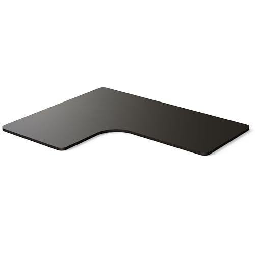 DESQUP Tablero de mesa esquinero de 2,5 cm, color negro macizo, 160 x 130 x 70 cm, tablero de madera ideal para mesa de comedor y escritorio ajustable en altura sobre esquina, encimera duradera