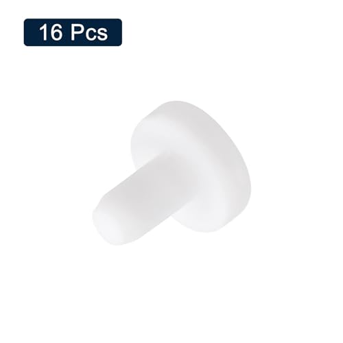 Image of uxcell 16 Pieces White Rubber Stopper, 4mm Plug Holes for 3.5-3.8mm /0.14-0.15 inch Hole