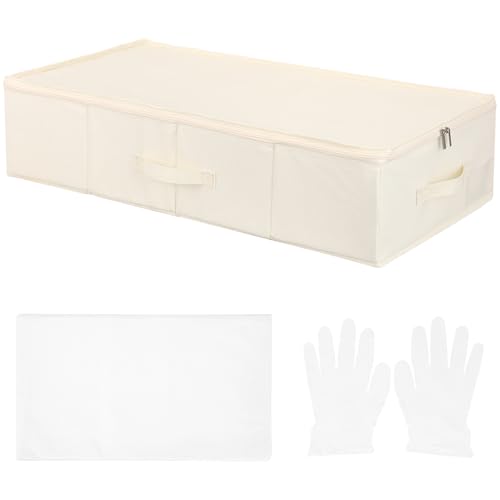 YEXEXINM - Wedding Dress Storage Box, Large Wedding Dress Preservation Box with 40 Sheets Acid Free Tissue Paper and 1 Pair Microfiber Gloves for Storage Dresses Storage Box Kit (Rectangular) - -6%
