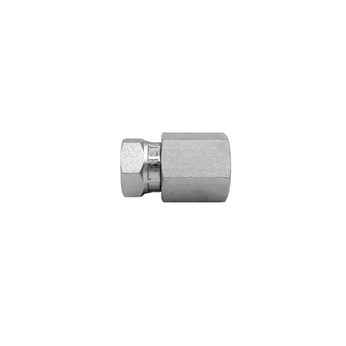 Image of (2-PACK) 1405-08-06 Hydraulic Hose Adapter Fitting 1 /2 inch Female (1 /2 inch-14NPTF)x3 /8 inch Female Swivel (3 /8 inch-18NPSM) Straight Pipe Connector Carbon Steel