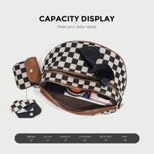 Image of Lushandy Bum Bag Checkered Crossbody Bag Mom Everyday Purse | Roomy Space, Wipe Clean, Wide Strap