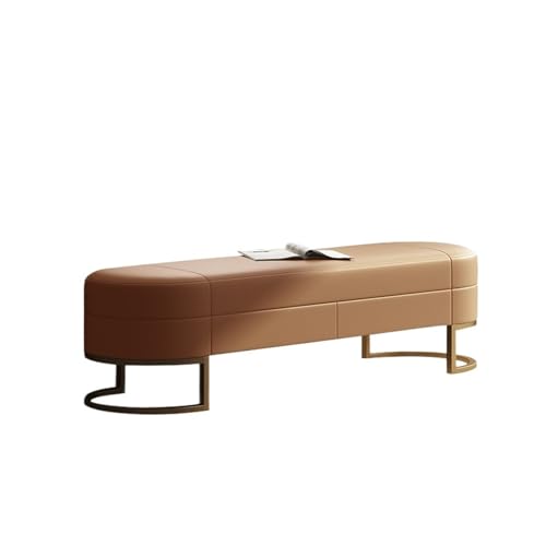 Tabouret ottoman en cuir de salon et coffre de rangement de chambre 100 cm - 2