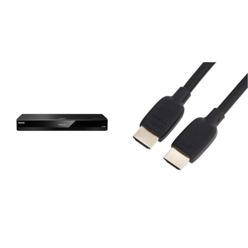 Panasonic DP-UB820EB 4K Ultra HD Blu-ray Player & Amazon Basics HDMI Cable, 48Gbps High-Speed, 8K@60Hz, 4K@120Hz, Gold-Plated Plugs, Ethernet Ready, 1.8 m, Black