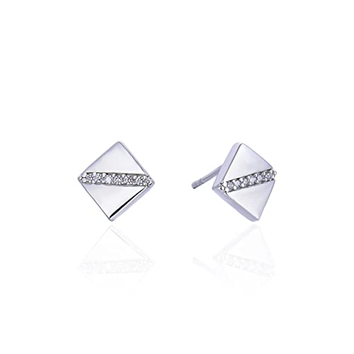 Boucles d'oreilles argent 925 anti-allergie sans nickel losange géométrique pour oreilles sensibles