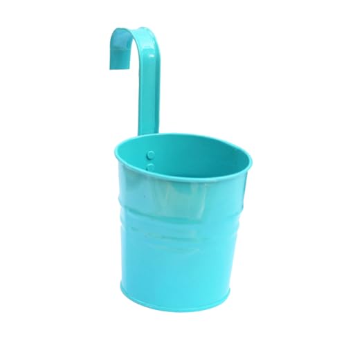CIYODO Vaso Fioriera in Ferro Zincato Colorato Piccolo Blu per Balcone e Giardino Portavaso da Appendere Senza Decorazione Esterni e Interni per Piante e Fiori