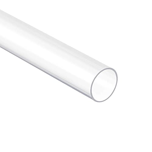 Image of uxcell 2pcs Rigid Round Clear Tubing 12mmx13mmx240mm Plastic Storage Transparent Tube with Lids