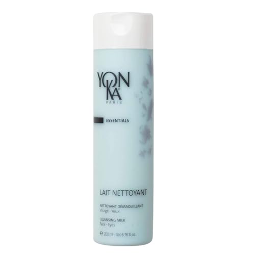 Lait Nettoyant Yonka 200ml - Visage, Yeux & Lèvres - Démaquille, Nettoie et Apaise - Tous Types de Peaux, Convient aux Peaux Sèches et Sensibles - Texture Veloutée - Rinçage à l'Eau