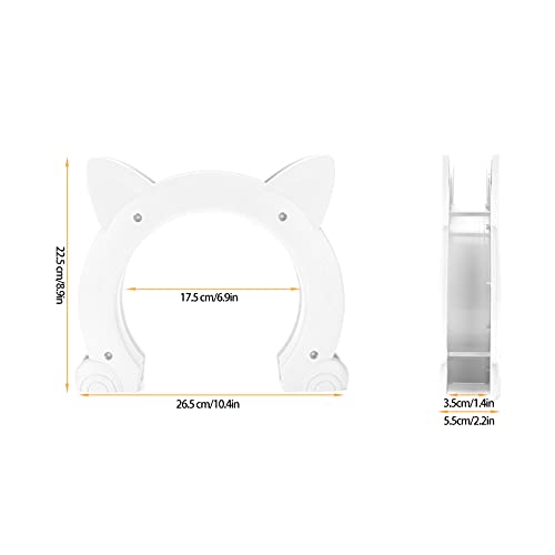 Pssopp Cat Door Built In Interior Cat-Head Shaped Plastic Cat Pass Through Door Pet Door Hidden Litter Box Pet Door(white), S - Image 2