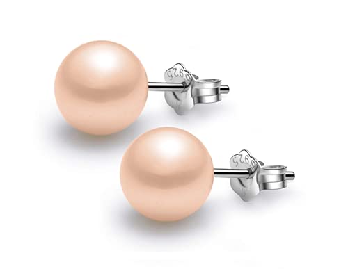 Image of HIGHSPARK 925 Silver Classic Pearl Earrings for Women | 92.5 Sterling Silver & Brilliant Lustre Pearls | Lovely Gift for Women
