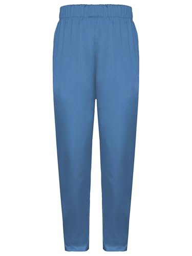 Moily Kids Girls Boys Silky Satin Dance Pants Mid-West Style Long Trousers Indian Kurta Sets Dusty Blue 8 Years4