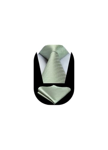 HISDERN Ties for Men Wedding Tie & Pocket Square Houndstooth Formal Business Plain Necktie Handkerchief Set