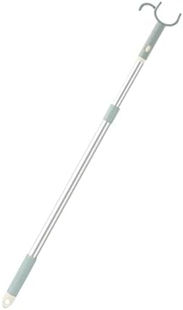 Reach Stick Long Pole with Hook 45" Extendable Clothes Stick Pole Garment Hook Pole for Closet High Rod, Curtain Down - Sky Blue