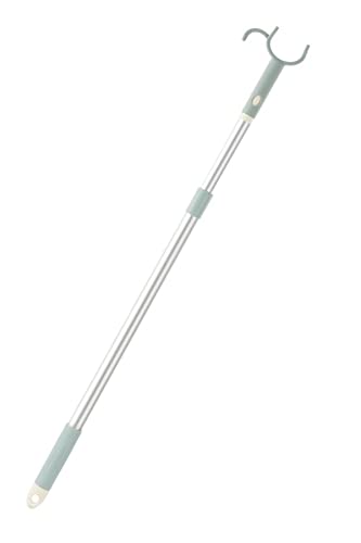 Reach Stick Long Pole with Hook 45" Extendable Clothes Stick Pole Garment Hook Pole for Closet High Rod, Curtain Down - Sky Blue