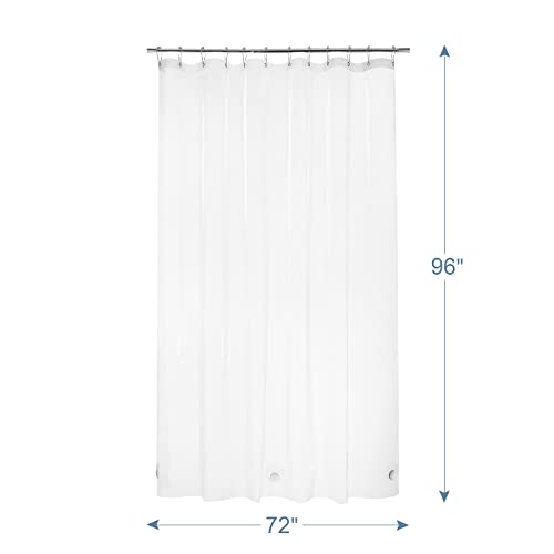 Amazerbath 2 Pack Clear Shower Curtain Liners, 72 X 96 Inches Peva 3G Plastic Shower Curtains With Heavy Duty Stones And 12 Grommet Holes, Extra Long Waterproof Plastic Liners- Clear #TOP1