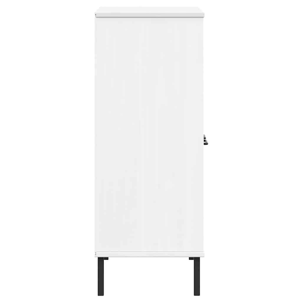 Regał z 2 drzwiami, biały, 90 x 35 x 90,5 cm, lite drewno OSLO