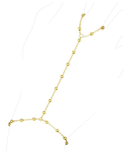Image of Hand Chain Bracelet for Women Trendy, Dainty Silver Beaded Finger Ring Bracelet Non Tarnish Minimalist Adjustable Simple Cute Silver Bracelets Waterproof Fashion Jewelry