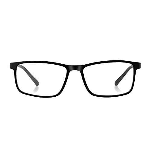 Aferlite® Unisex Zero Power Computer glasses CR 39 Lens Blue Block TR90 Frame Rectangular| Matt Black | Medium