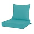 HOMELYSIAN Outdoor Chair Cushions 24x24, Patio Furniture Cushions with Removable Cover, Outdoor Deep Seat Cushion Set with Ties and Handle, Waterproof Outdoor Cushions for Chair Sofa Couch, Teal