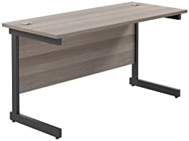 Office Hippo Heavy Duty Rectangular Cantilever Office Desk, Home Office Desk, Office Table + Integrated Cable Ports, PC Desk For Office or Home, 5 Yr Wty - Silver Frame/Beech Top, 120cm x 80cm