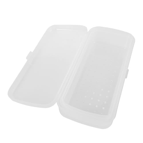 HEATSHAKING 美甲工具消毒盒 耐久透明プラスチック製 二仕切り付き 滅菌収納ケース ネイルブラシ洗浄カップ兼用 サロン向けコンパクト整理ボッ